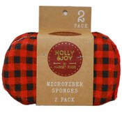 Wholesale - 2pk Red and Black Buffalo Check Printed Sponges C/P 24, UPC: 195010164146